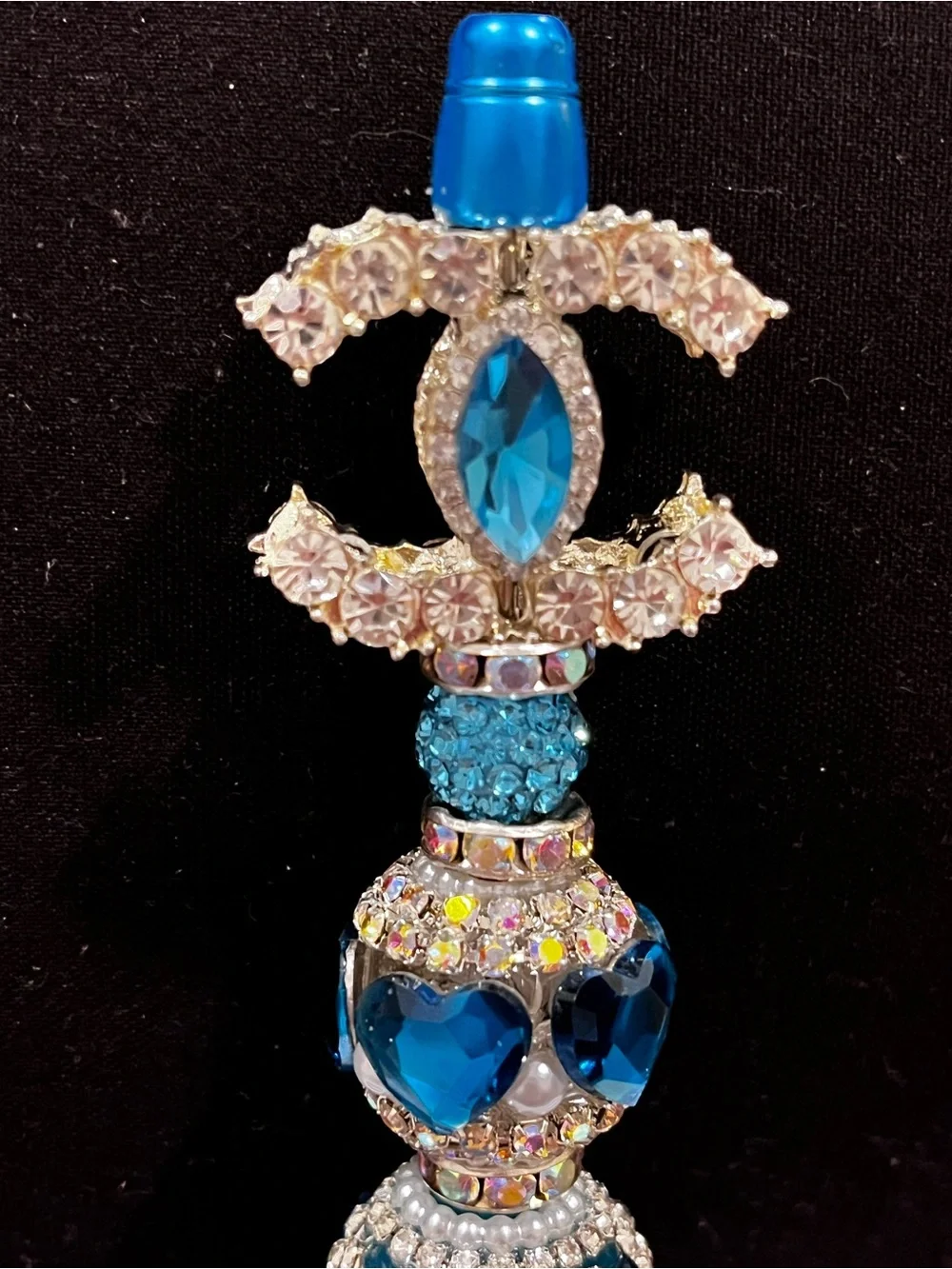 Designer inspired Luxury Blue custom designed decal fancy beaded pen
